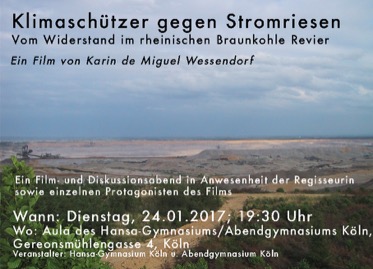 Hansa Gymnasium Koln Klimaschutzer Gegen Stromriesen Ein Informations Und Diskussionsabend
